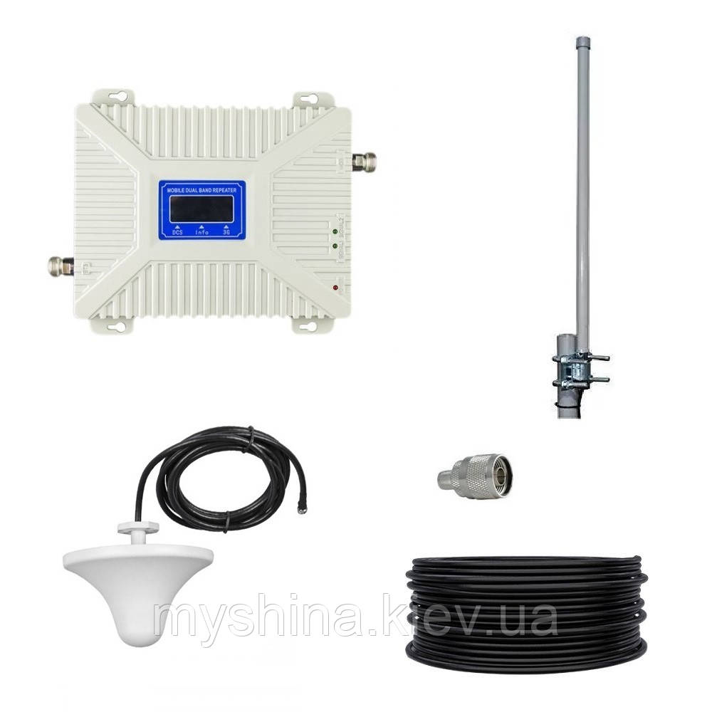 Комплект GSM Репітер 900/1800/2100 МГц підсилювач мобільного зв'язку та інтернету з круговою антеною, фото 1