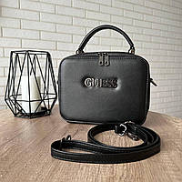 Стильная женская мини сумка стиль Guess черная, маленькая каркасная сумочка для девушек MS