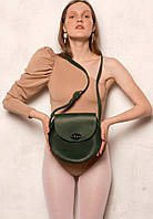 Жіноча шкіряна сумка Кругла зелена вінтажна