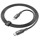 Дата кабель Hoco U120 Transparent explore intelligent power-off PD 27W Type-C to Lightning (1.2m), фото 6
