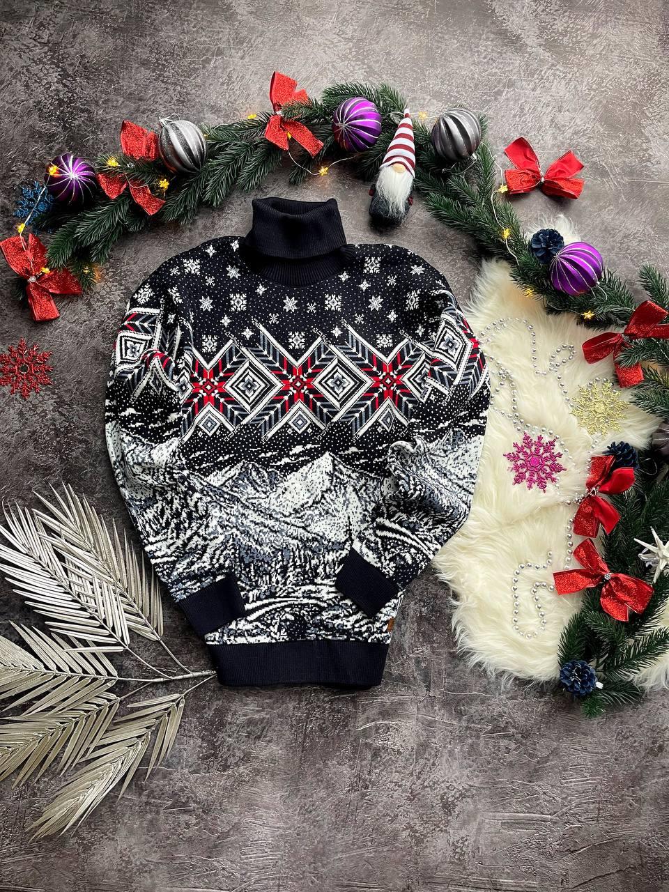Новорічний вовняний светр для жінок, Яскравий різдвяний парний светр з оленями