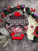 Парні новорічні светри з оленями, Теплий жіночий вовняний светр на новий рік