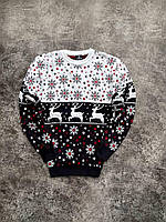 Яркий новогодний женский свитер с оленями, Парный шерстяной рождественский свитер