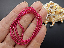 Бусини кришталеві 2 мм, колір гранат, нитка