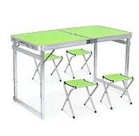 Усиленный стол для пикника раскладной с 4 стульями T-01 Салатовый EL0227
