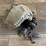 Шолом NTS Fast USA NIJ IIIA койот із навушниками та кріпленнями мультикам, фото 2