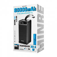 Универсальная мобильная батарея Power bank Wekome WP-271 80000mAh 3USB/Type-C/Lightning QC/PD 20W/5A