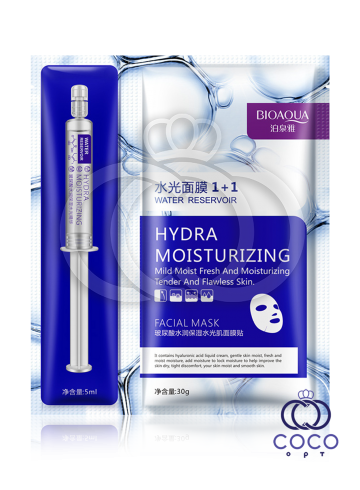 Набір для обличчя Bioaqua Water Reservoir Hyaluronic Acid Гіалуронова кислота в шприці та тканинна маска, фото 1