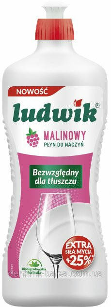 Гель для миття посуду з ароматом малини Ludwik Malinowy Plyn do naczyn 900 мл