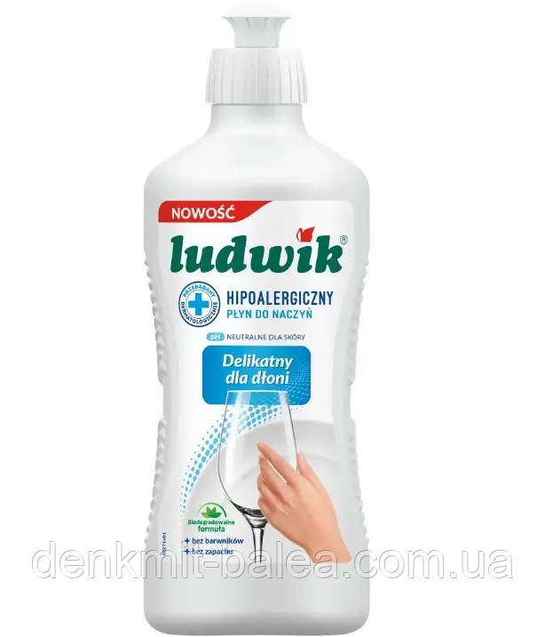 Гель для миття посуду Гіпоалергенний Ludwik Hipoalergiczny Plyn do naczyn 900 мл