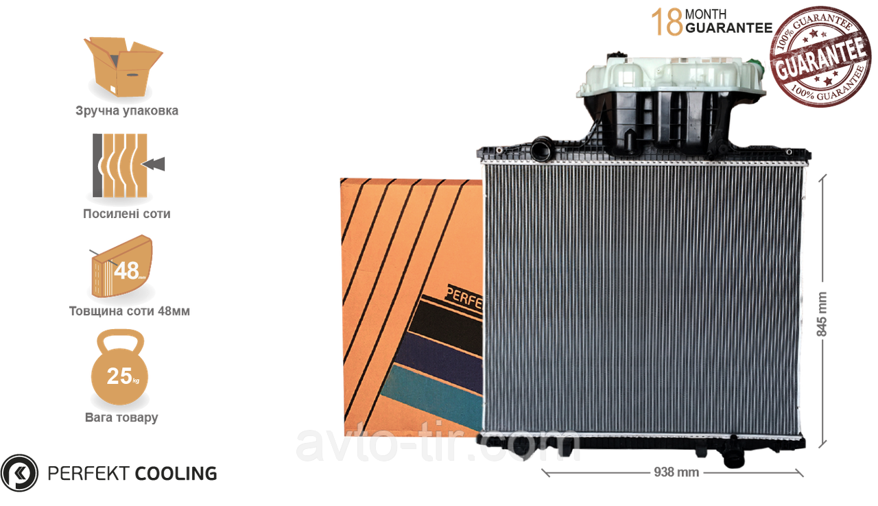 Радіатор двигуна MAN TGA / TGX без рами 81061016482 81061016511 81061019482 81061016519, фото 1