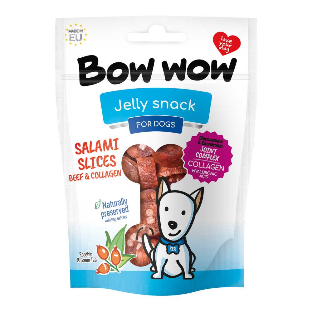 Ласощі для собак слайси салямі з яловичиною та колагеном Bow wow 80 г