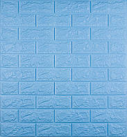 Самоклеющаяся декоративная 3D панель под голубой кирпич 700x770x7мм