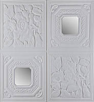 Самоклеющаяся 3D панель белый квадрат с серебром 700x700x7,5 мм (375)