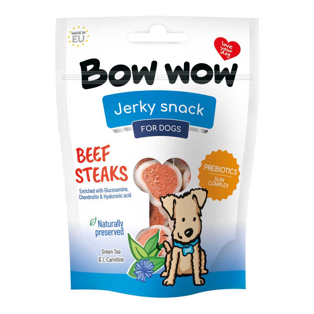 Ласощі для собак снеки з яловичиною у вигляді стейку Bow wow 80 г