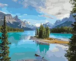 Пейзажі картини за номерами 40х50 Картини по цифрах на полотні Красиве озеро у горах Картини малювати за номерами Rainbow GX44538