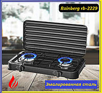 Настольная газовая плита Rainberg rb-2229 на 2 комфорки,Плита газовая двухкомфорочная бытовая