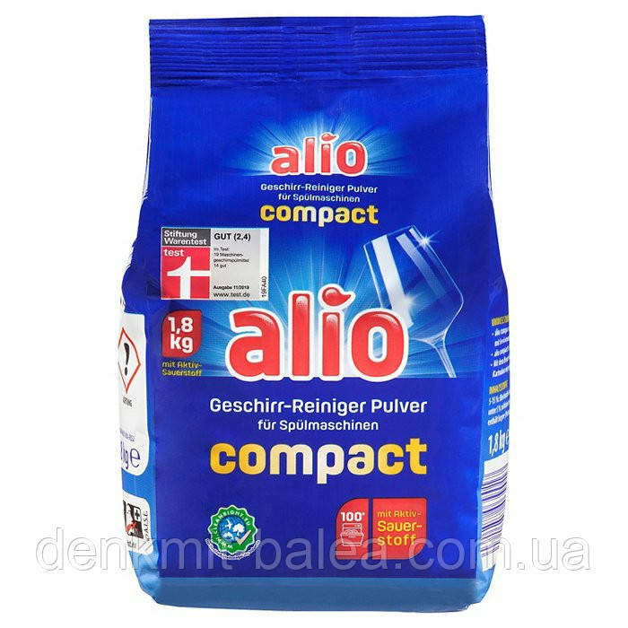 Безфосфатний порошок для посудомийних машин  Alio Compact Geschirr- reiniger 1.8 кг.