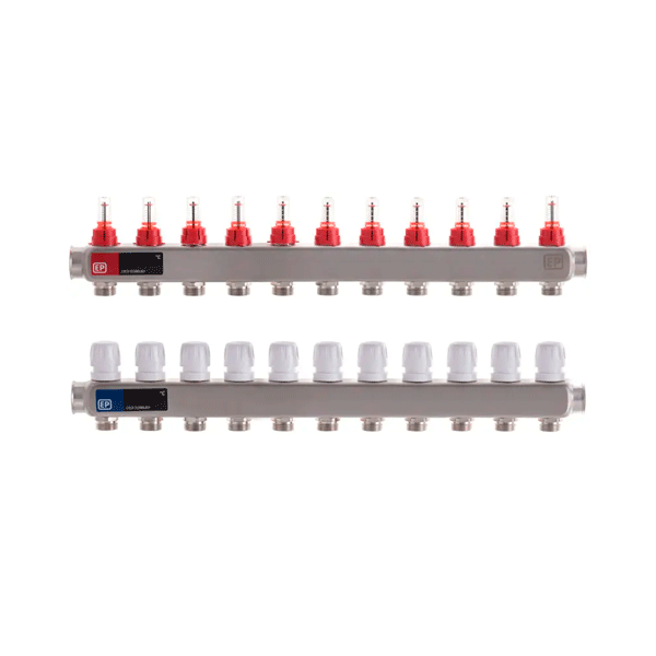 Колекторні балки для теплої підлоги з витратомірами на 11 контурів EP.S1110 (нержавіюча сталь)