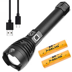 Ручний ліхтарик BL 601 P90 + USB зарядка / Ліхтарик акумуляторний / Тактичний ліхтар