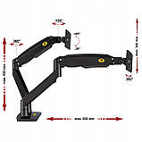 Кронштейн настільний для двох моніторів 22' - 32' NB F195A - 2 варіанти кріплення до столу, фото 7