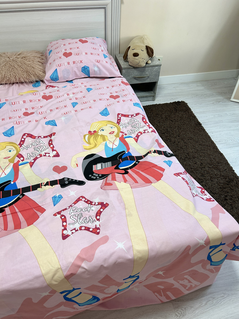 Полуторний комплект з бязі для дітей та підлітків "Дівчинка та гітара", фото 1