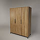 Шафа тридверна "Лофт" з натурального дерева ясен та металу, фото 2