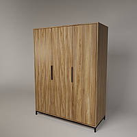 Шкаф трехдверный "Лофт" из натурального дерева ясень и металла
