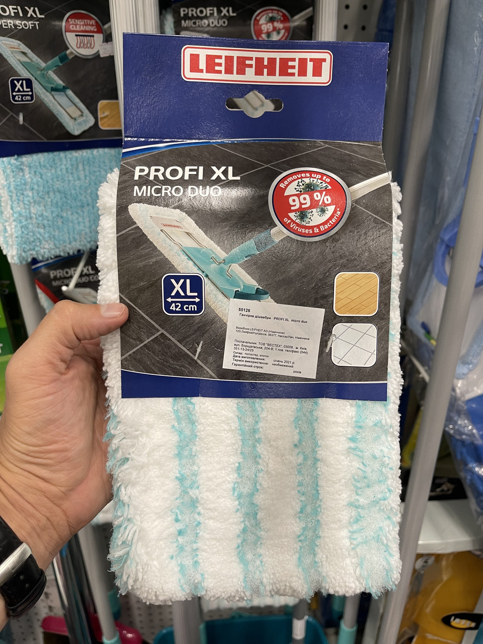 ГУБКА УНІВЕРСАЛЬНА LEIFHEIT MICRO DUO (ШВАБРИ CLARO 42 СМ) 55126, фото 1