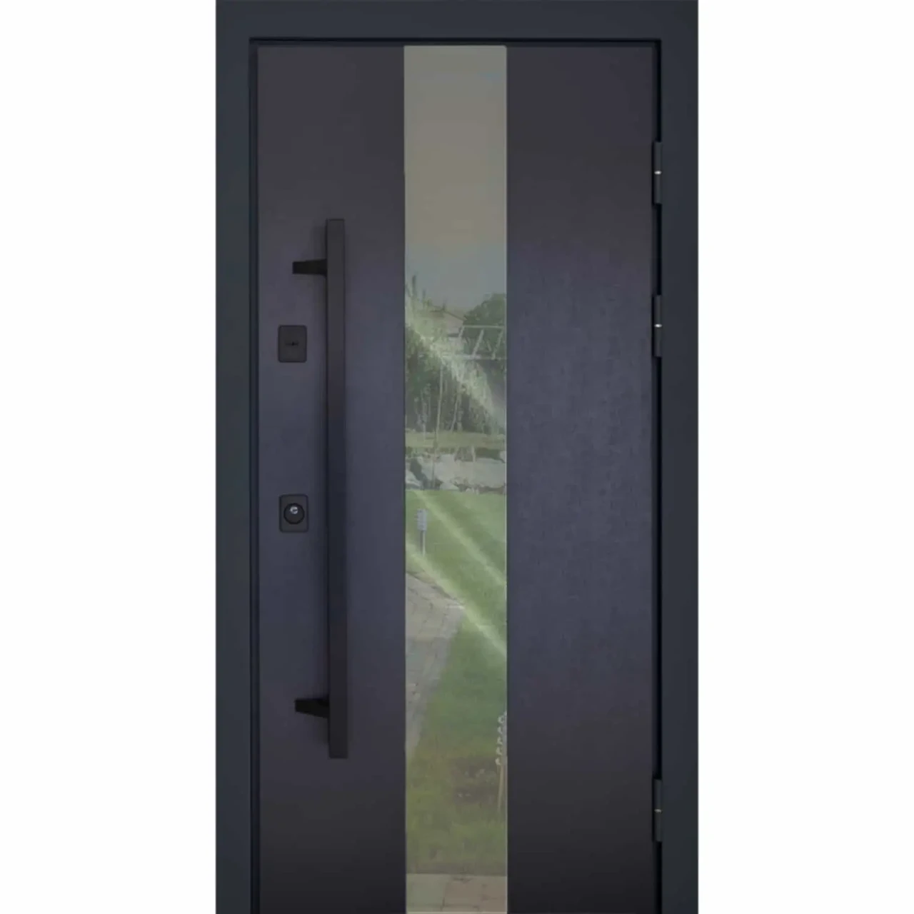 Вхідні металеві двері Сармак з терморозривом вуличні зі склопакетом Lampre антрацит