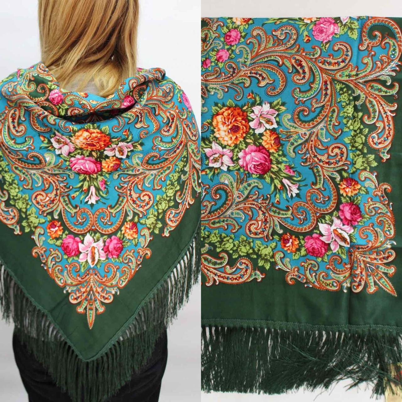 Хустка в народному стилі (зелена) 611008, фото 1