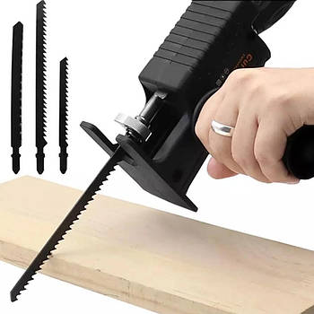 Насадка-лобзик на дриль та шуруповерт + 3 полотна / Швидкозмінна насадка для дриля по дереву