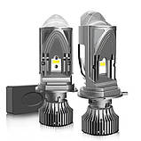 H4 led-лампи з лінзою 8000 LM 6000 К — міні Bi-Led H4 лінза — Гарантія, фото 3