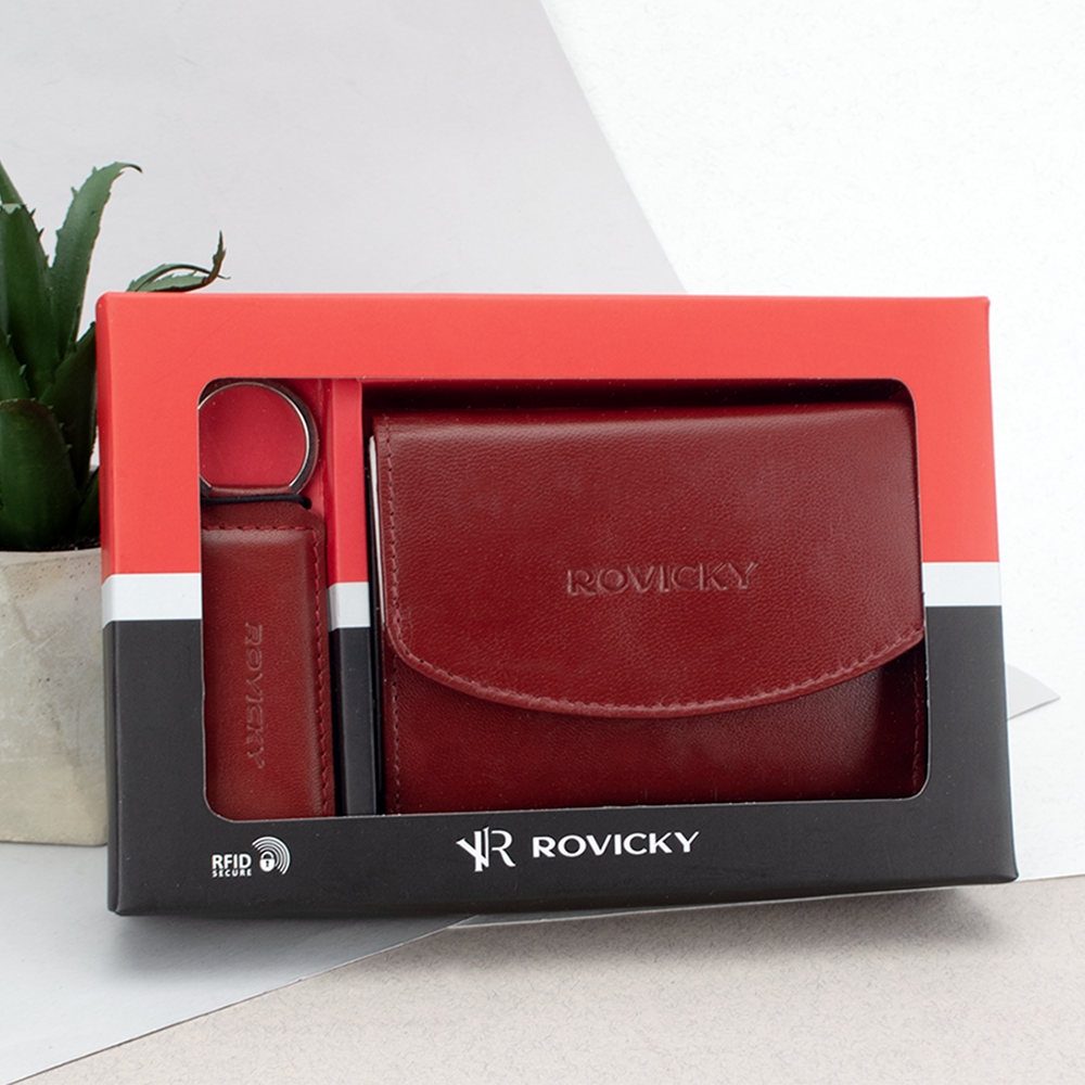 Подарунковий набір жіночий Rovicky R-ZD604 червоний (гаманець та брелок)