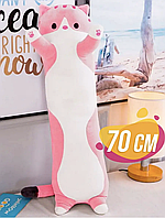 Кот батон Длинный 70 см Мягкая игрушка антистресс Подушка Обоймашка Розовый