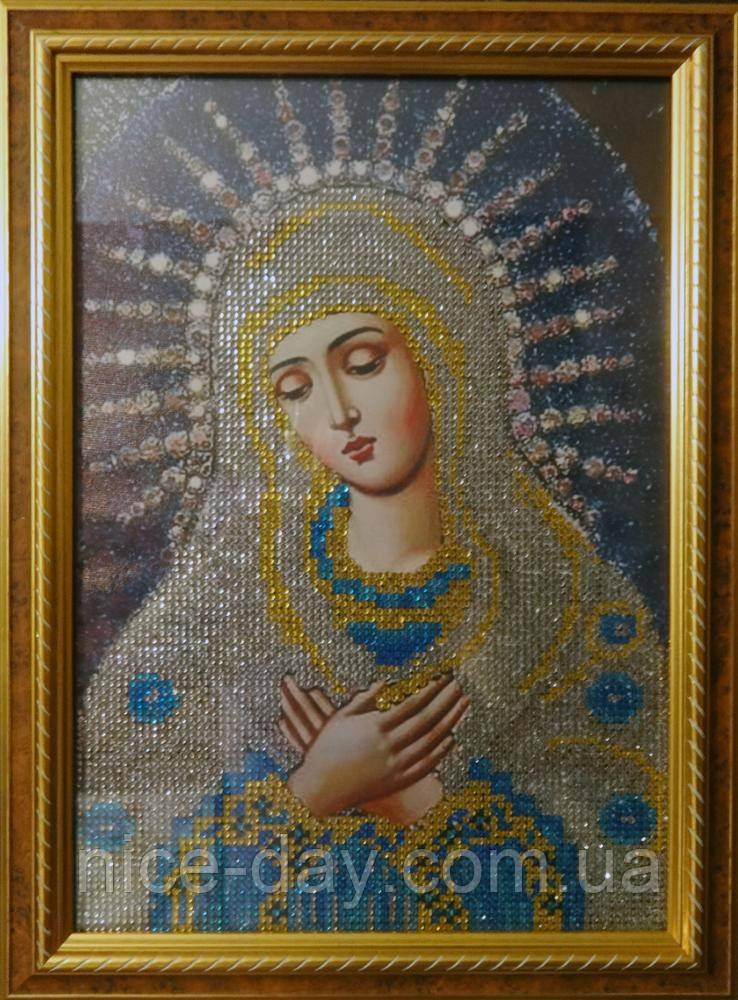 Картина для малювання камінням Diamond painting Алмазна вишивка ікони "Богородиця срібна", фото 1