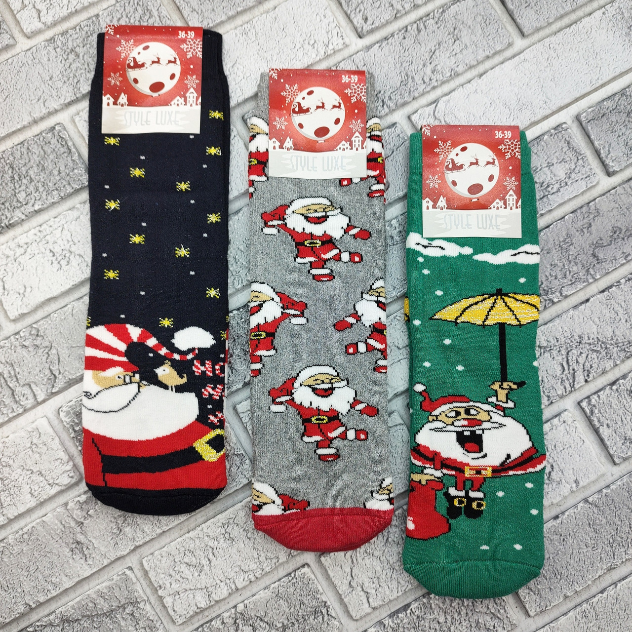 Шкарпетки жіночі новорічні високі зимові з махрою р.36-39 малюнок асорті STYLE LUXE 20039820, фото 1