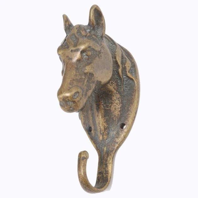 Гачок "Кінь" із зістареної латуні 5*10 см Stilars Италия 130096 (Італія)