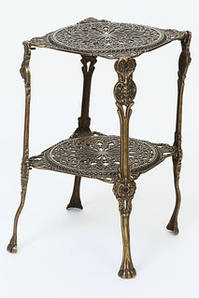 Столик, 2 стільниці із зістареної латуні 25х44 см Stilars Італія 130373