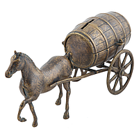 Лошадь с бочкой из состаренной латуни 14х30 см Stilars Италия 130547