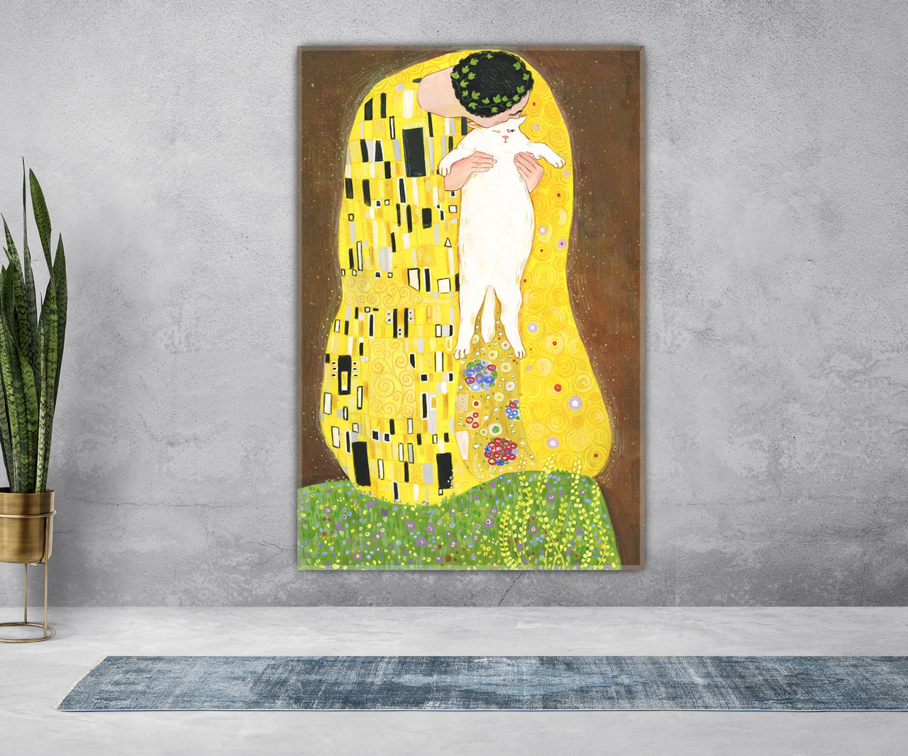 Современная интерпритация картины Густав Климт Поцелуй с котом ...