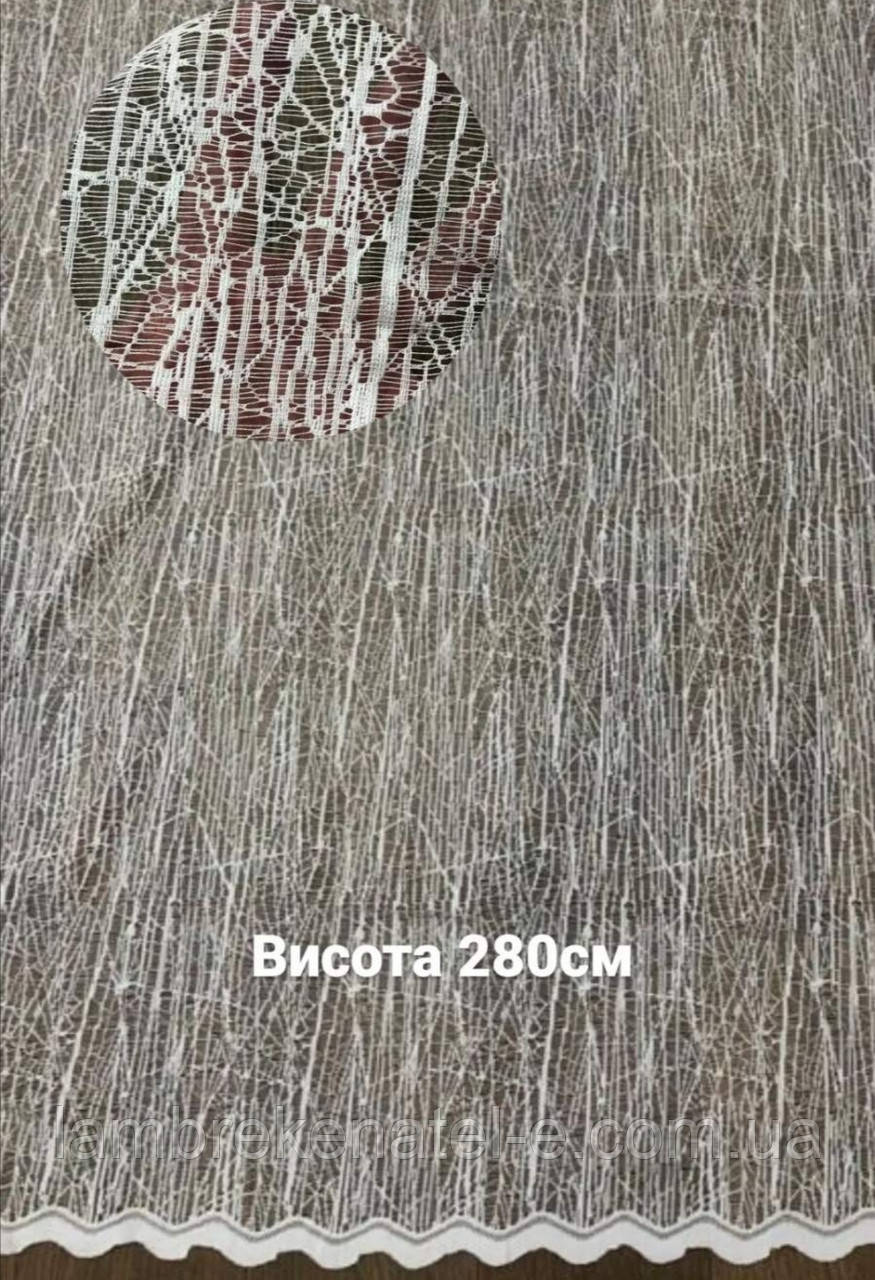 Тюль-павутинка біла абстрактна на жакарді, фото 1