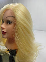 Учебная манекен голова для причесок стрижек Болванка с волосами искусственная термо блонд