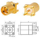 Гніздо MMCX для поверхневого монтажу, "позолочене", латунь, фото 3