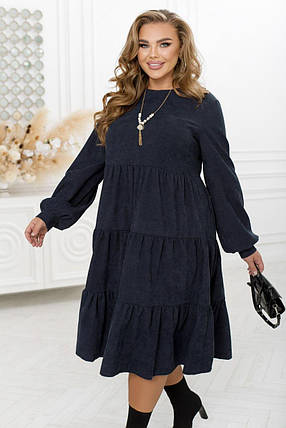 Сукня А-силуету, виконана з м'якого вельвету Розміри: 46-48, 50-52, 54-56, 58-60, 62-64, 66-68, фото 1