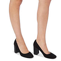 Женские замшевые черные туфли лодочки на крашеном каблуке 8 см размер 37