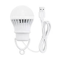 USB LED Лампа 5W с проводом 0.9 м, с подвесом, Портативная светодиодная лампочка, светильник подсветка фонарь,