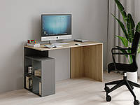 Письменный стол с полочками, компьютерный стол из ДСП, Дуб сонома + Антрацит