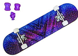 Скейтборд "Purple Space" із захистом у комплекті. Навантаження до 85 кг