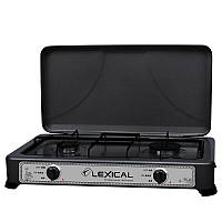 Плита газова настільна з двома конфорками Lexical LGS 2812-2 Чорна Портативна плита для дому